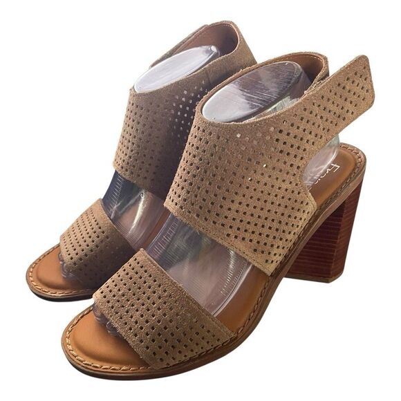 Franco Sarto Women Delores Ankle Suede Block Heels Sandals Shoes Tan Size 9 - Picture 2 of 3